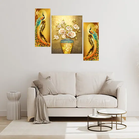 Peacock and Floral Wall Painting
