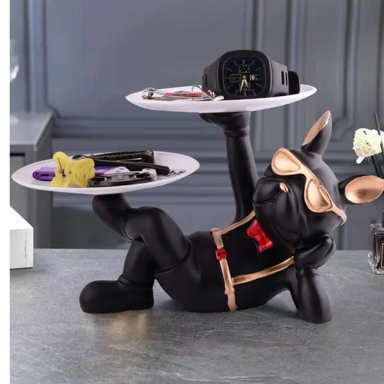 Black Resin Bulldog Dual Tray