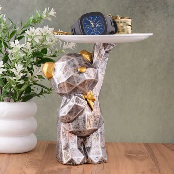Geometric Standing Bear Tray Figurine