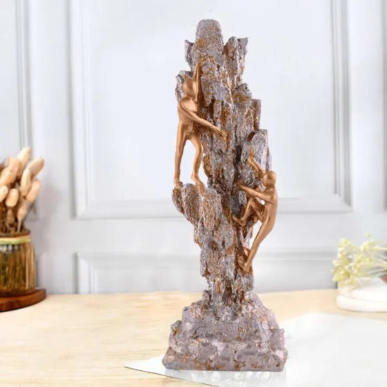 Bronze Climbers Resin Mountain Figurine