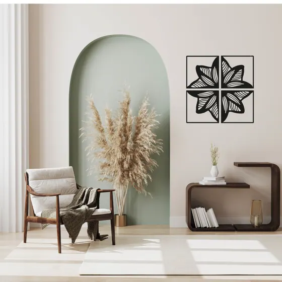 Geometric Floral Wooden Wall Hanging
