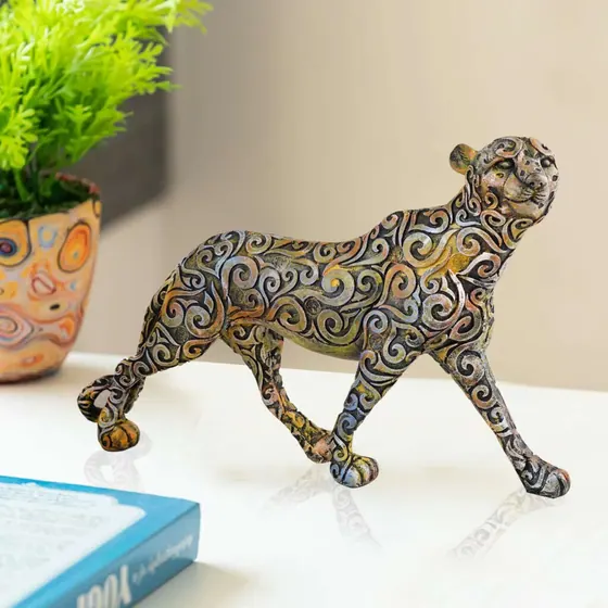 Walking Resin Cheetah Figurine