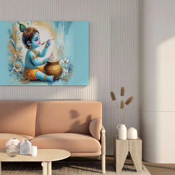 Baby Krishna Canvas Painting