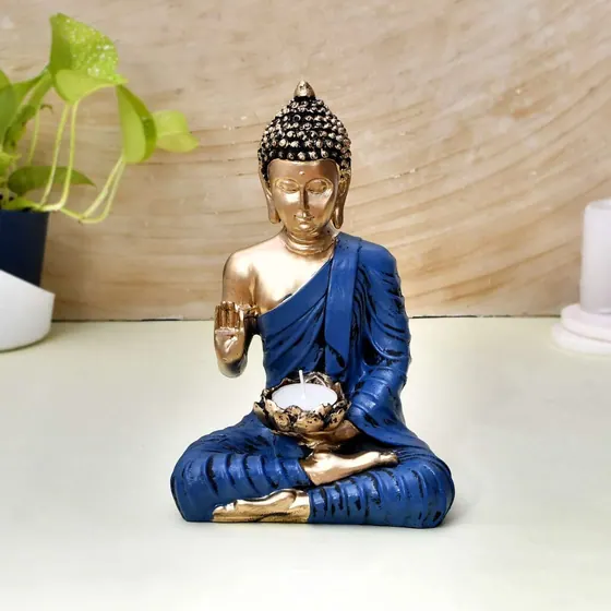 Blessing Blue Resin Buddha Statue