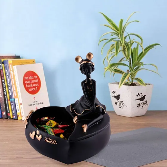 Lady With Heart Bowl Figurine