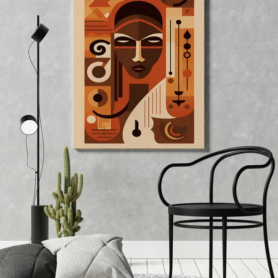 Abstract Geometric Face Canvas Painting