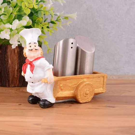 Resin Chef Salt Pepper Holder