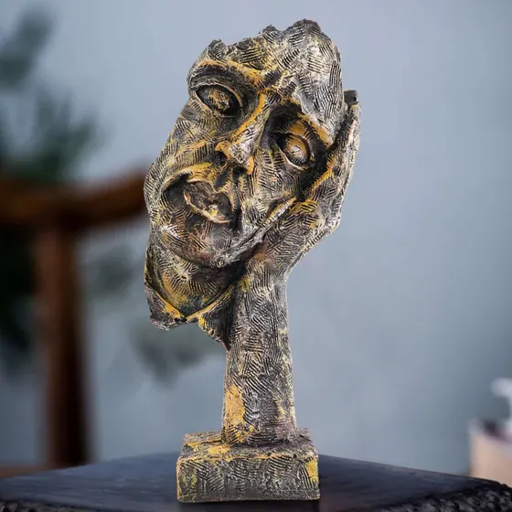 Abstract Resting Face Resin Sculpture