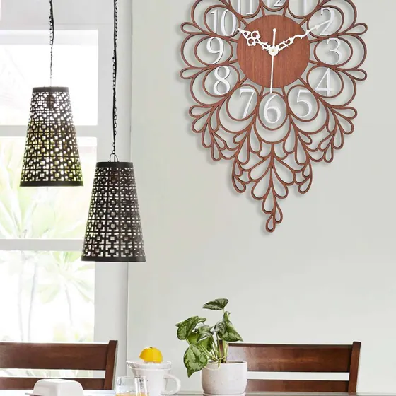 Brown Teardrop Cutout Wall Clock