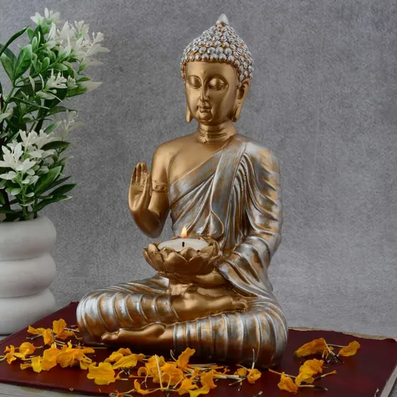 Bronze Resin Buddha Tealight Holder