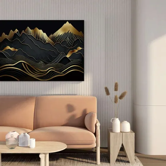 Black and Gold Mountain Canvas