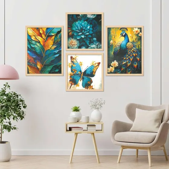 Peacock And Butterfly Wall Art