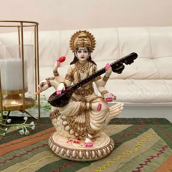 Goddess Saraswati Marble Idol