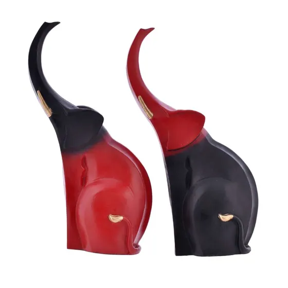 Abstract Resin Elephant Pair
