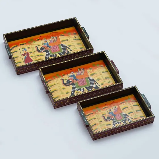 Painted Wooden Serving Trays
