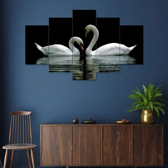 White Swans Reflection Wall Painting