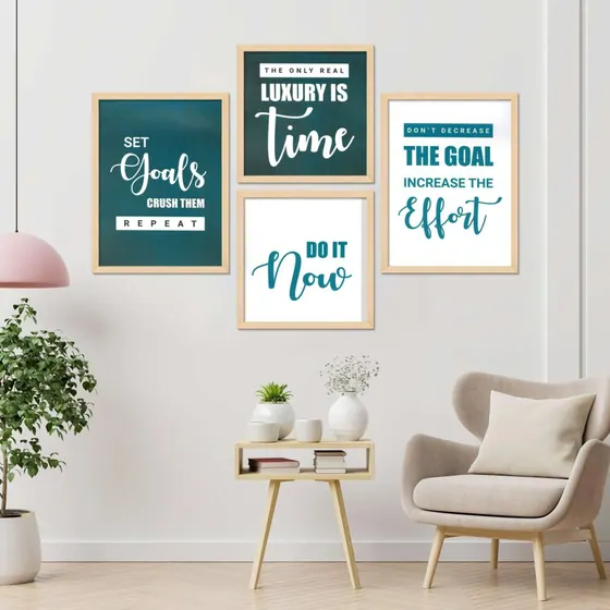 Blue Inspirational Typography Framed Art
