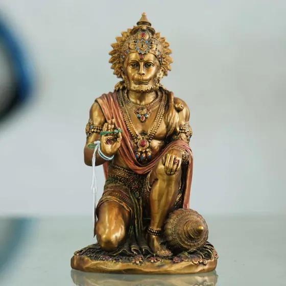 Bronze Kneeling Hanuman Idol