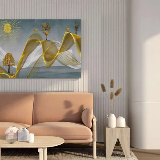 Abstract Wave and Trees Canvas