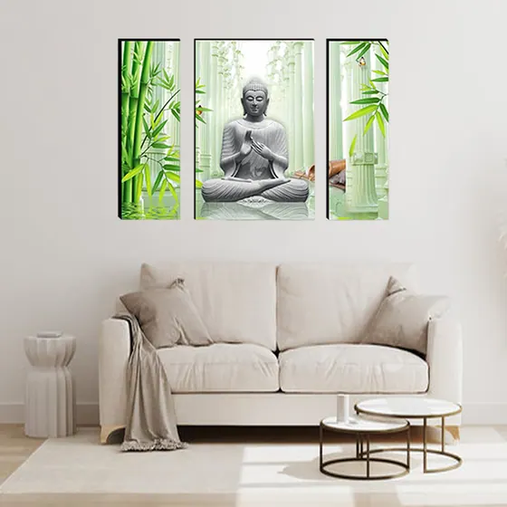 Buddha Bamboo Digital Wall Painting