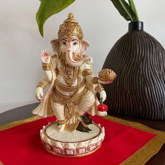 Standing Ganesha Marble Figurine