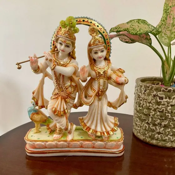 Radha Krishna Marble Statue