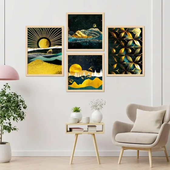 Gold And Black Landscape Art