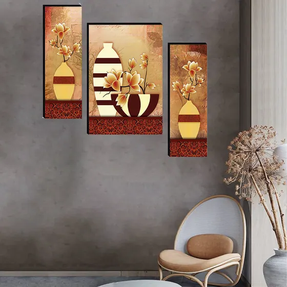 Golden Floral Vase Wall Art