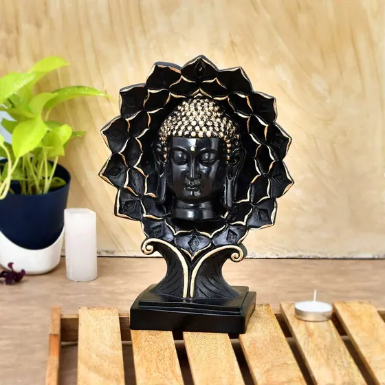 Lotus Framed Resin Buddha Bust