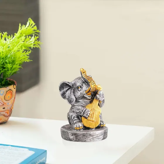 Resin Musical Elephant with Sitar