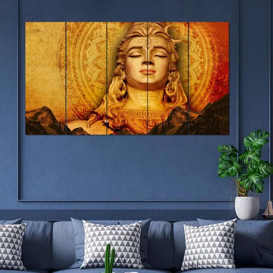 Meditating Lord Shiva Panel Painting