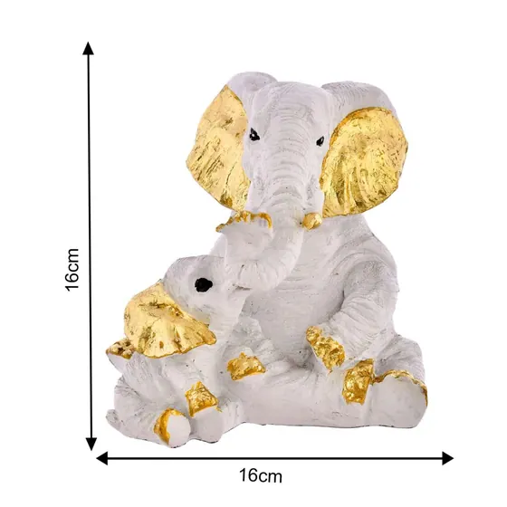 Resin Seated Elephant Duo