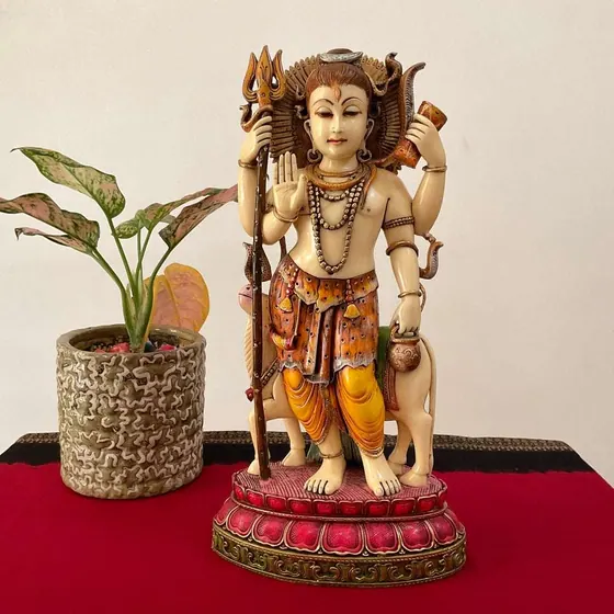 Standing Marble Shiva Idol