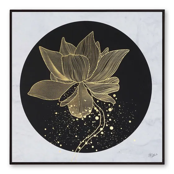 Golden Lotus Foil Painting