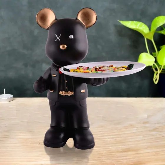 Black Resin Bear Butler Tray