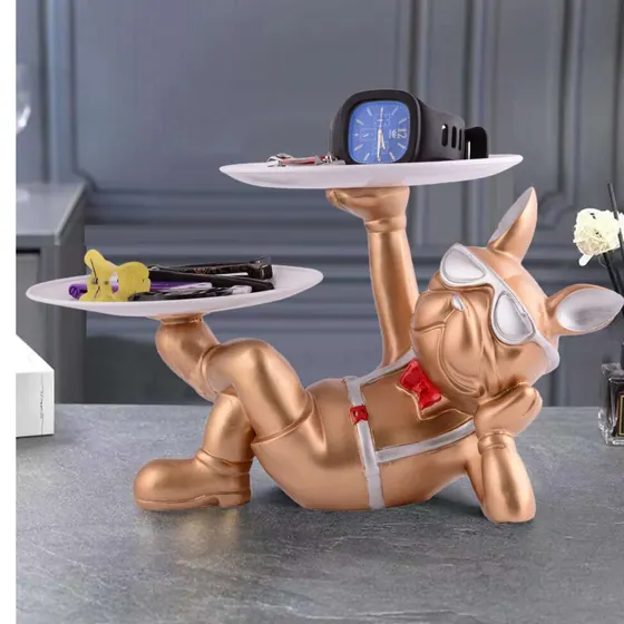 Rose Gold Resin Bulldog Tray