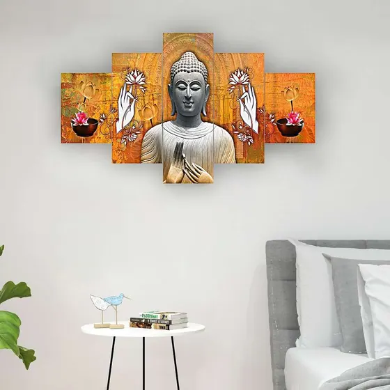 Five-Panel Buddha Wall Painting