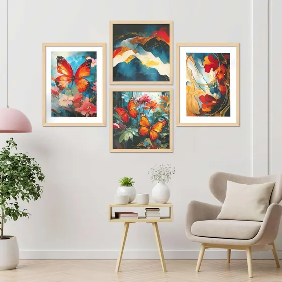 Butterfly And Mountain Wall Paintings