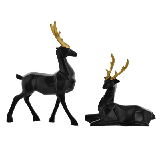 Geometric Black Deer Pair