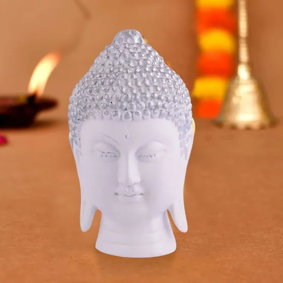 White Buddha Head Bust