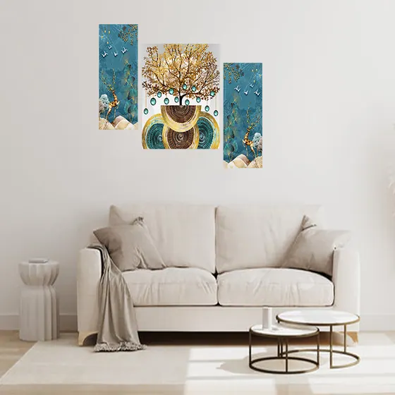 Golden Tree Deer Wall Art