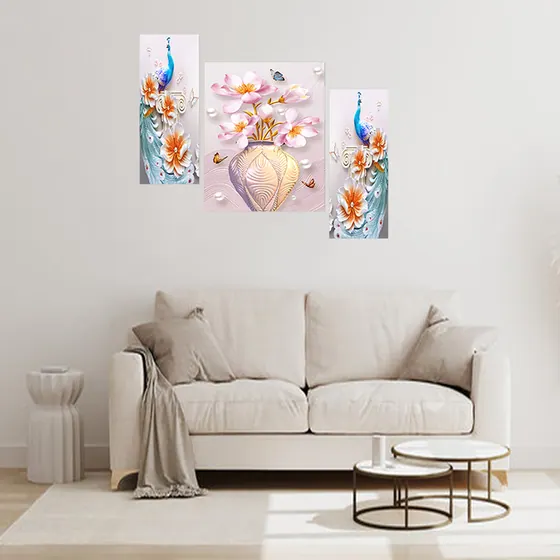 Peacock And Floral Wall Painting