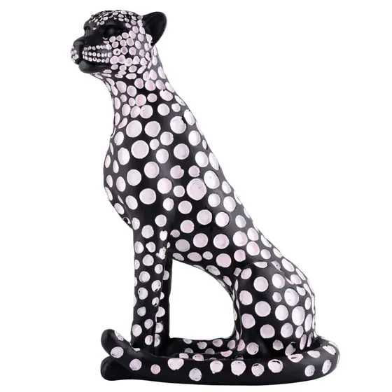 Black Polka Dot Leopard Figurine