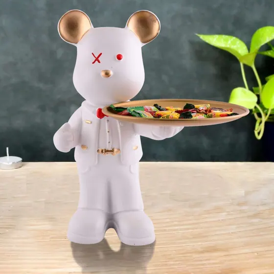 White Bear Waiter Tray Figurine