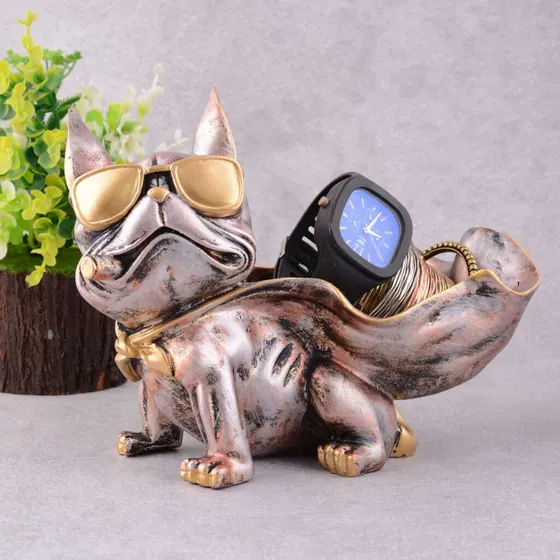 Resin Dog Storage Bowl Figurine
