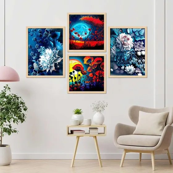Floral And Moonscape Art Prints