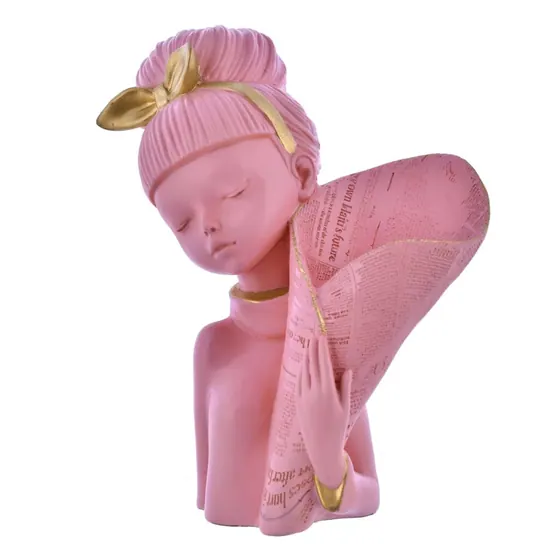 Pink Resin Girl Bust Planter