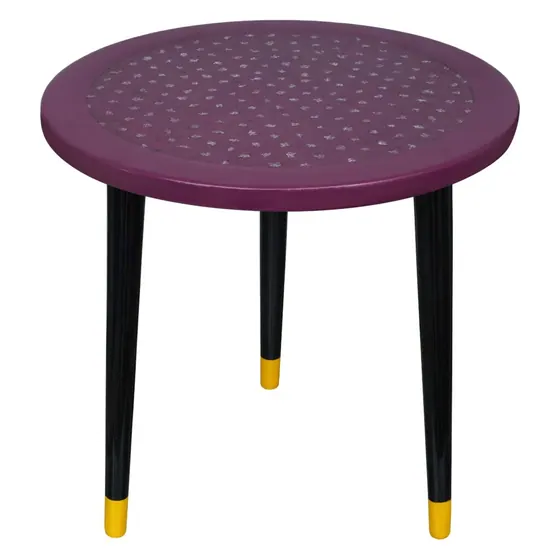 Round Purple Wooden Stool
