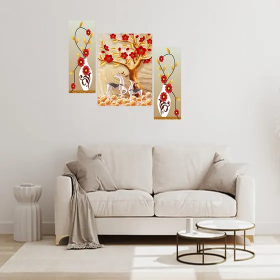 Red Blossom Deer Wall Painting