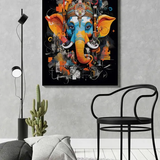 Abstract Ganesha Canvas Painting